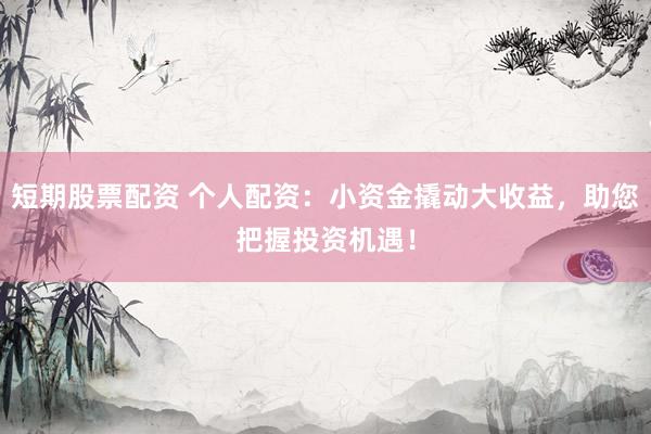 短期股票配资 个人配资：小资金撬动大收益，助您把握投资机遇！