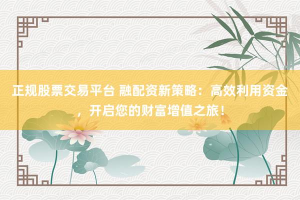 正规股票交易平台 融配资新策略：高效利用资金，开启您的财富增值之旅！