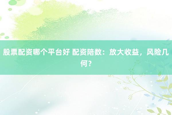 股票配资哪个平台好 配资陪数：放大收益，风险几何？