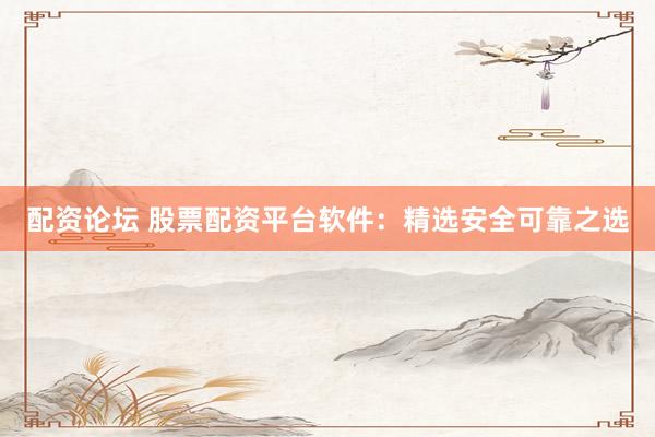 配资论坛 股票配资平台软件：精选安全可靠之选