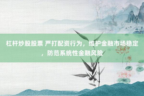 杠杆炒股股票 严打配资行为，维护金融市场稳定，防范系统性金融风险
