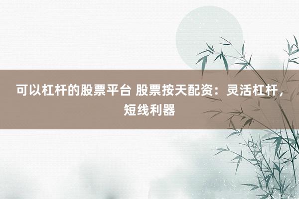 可以杠杆的股票平台 股票按天配资：灵活杠杆，短线利器