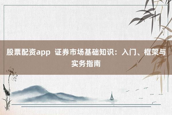 股票配资app  证券市场基础知识：入门、框架与实务指南