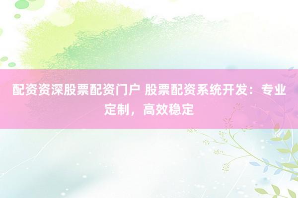 配资资深股票配资门户 股票配资系统开发：专业定制，高效稳定