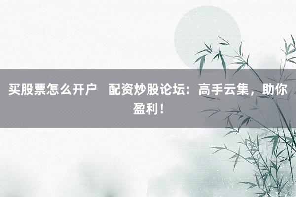 买股票怎么开户   配资炒股论坛：高手云集，助你盈利！