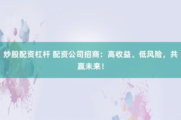 炒股配资杠杆 配资公司招商：高收益、低风险，共赢未来！