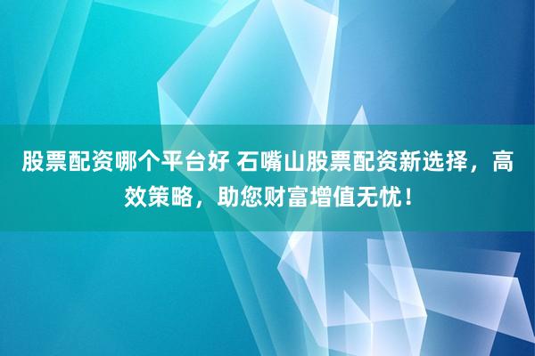 股票配资哪个平台好 石嘴山股票配资新选择，高效策略，助您财富增值无忧！