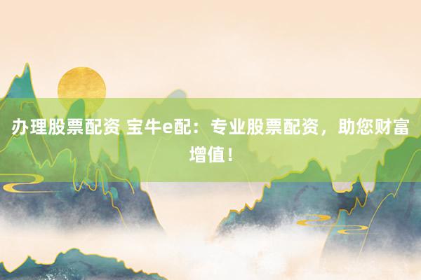 办理股票配资 宝牛e配：专业股票配资，助您财富增值！