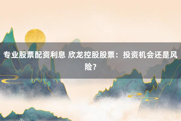 专业股票配资利息 欣龙控股股票：投资机会还是风险？