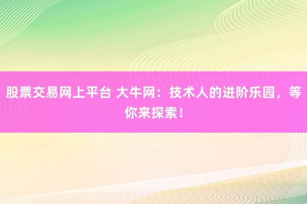 股票交易网上平台 大牛网：技术人的进阶乐园，等你来探索！