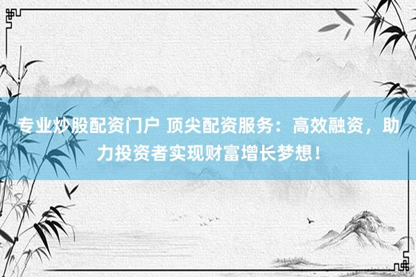 专业炒股配资门户 顶尖配资服务：高效融资，助力投资者实现财富增长梦想！