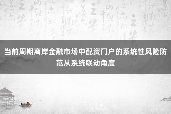 当前周期离岸金融市场中配资门户的系统性风险防范从系统联动角度