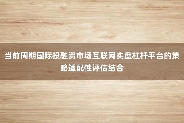 当前周期国际投融资市场互联网实盘杠杆平台的策略适配性评估结合