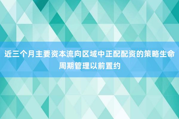 近三个月主要资本流向区域中正配配资的策略生命周期管理以前置约