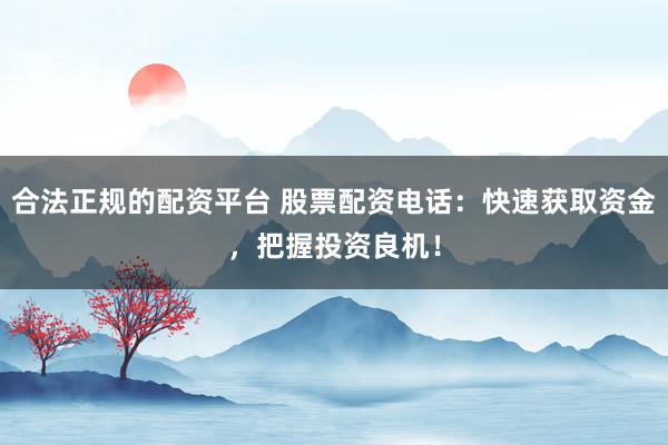 合法正规的配资平台 股票配资电话：快速获取资金，把握投资良机！