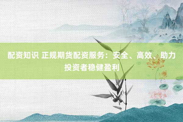 配资知识 正规期货配资服务:安全、高效、助力投资者稳健盈利