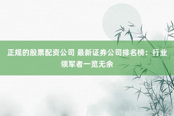 正规的股票配资公司 最新证券公司排名榜：行业领军者一览无余