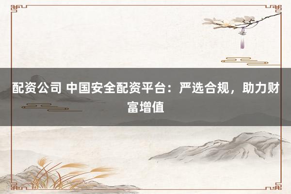 配资公司 中国安全配资平台:严选合规,助力财富增值