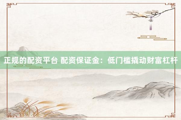 正规的配资平台 配资保证金：低门槛撬动财富杠杆